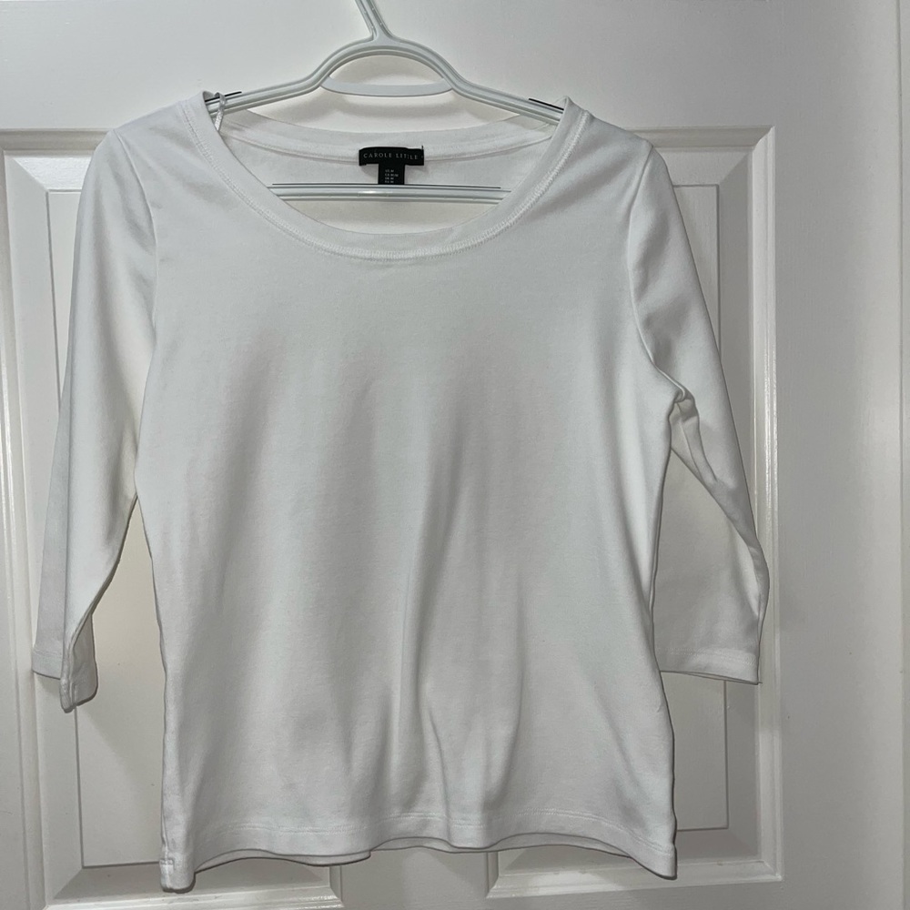 Carole Little shirt 3/4 length sleeve size M white